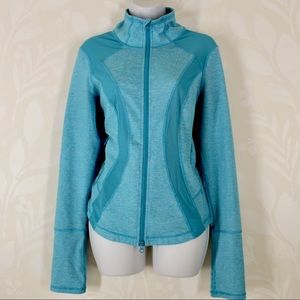 Zella Fitted Blue Zip Jacket Shirt Mesh Large
